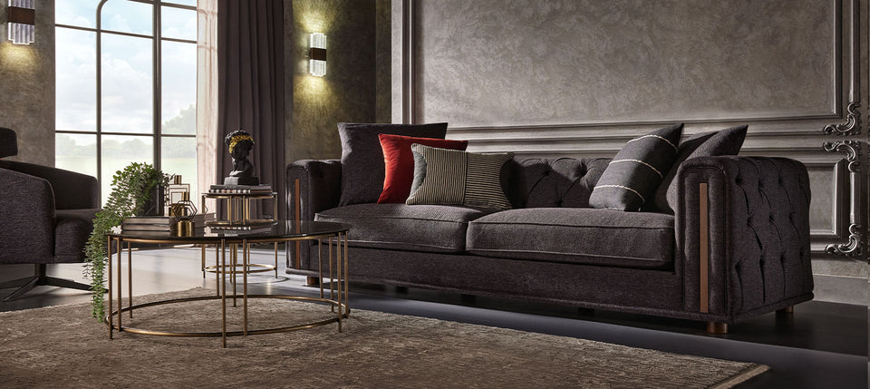 US Sirona 3 Seater Sofa - Black