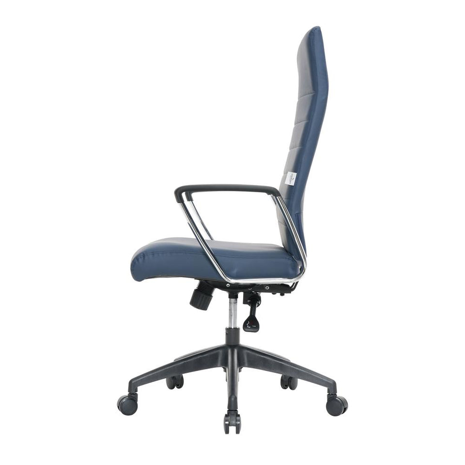 Hilton Modern High-Back Leather Office Chair, Navy Blue
