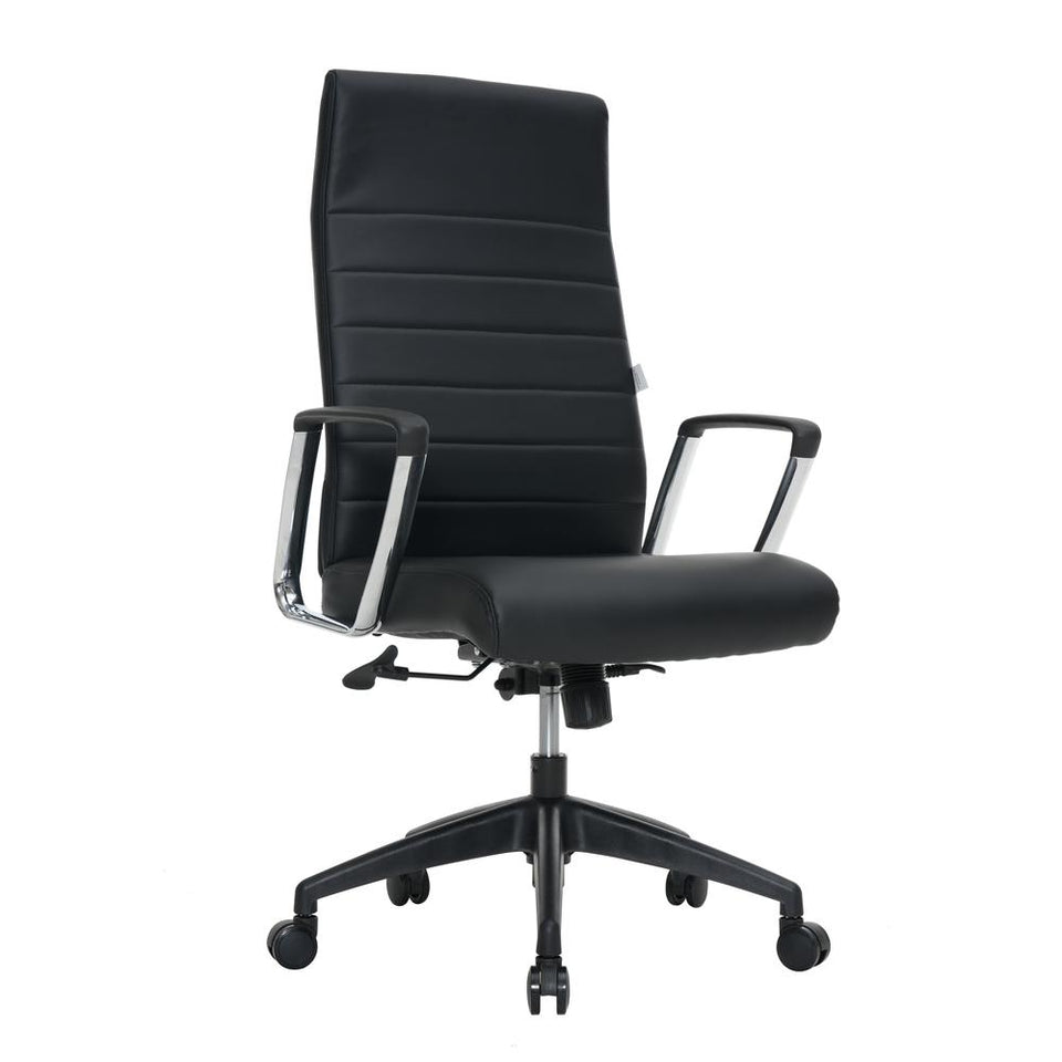 Hilton Modern High-Back Leather Office Chair, Black