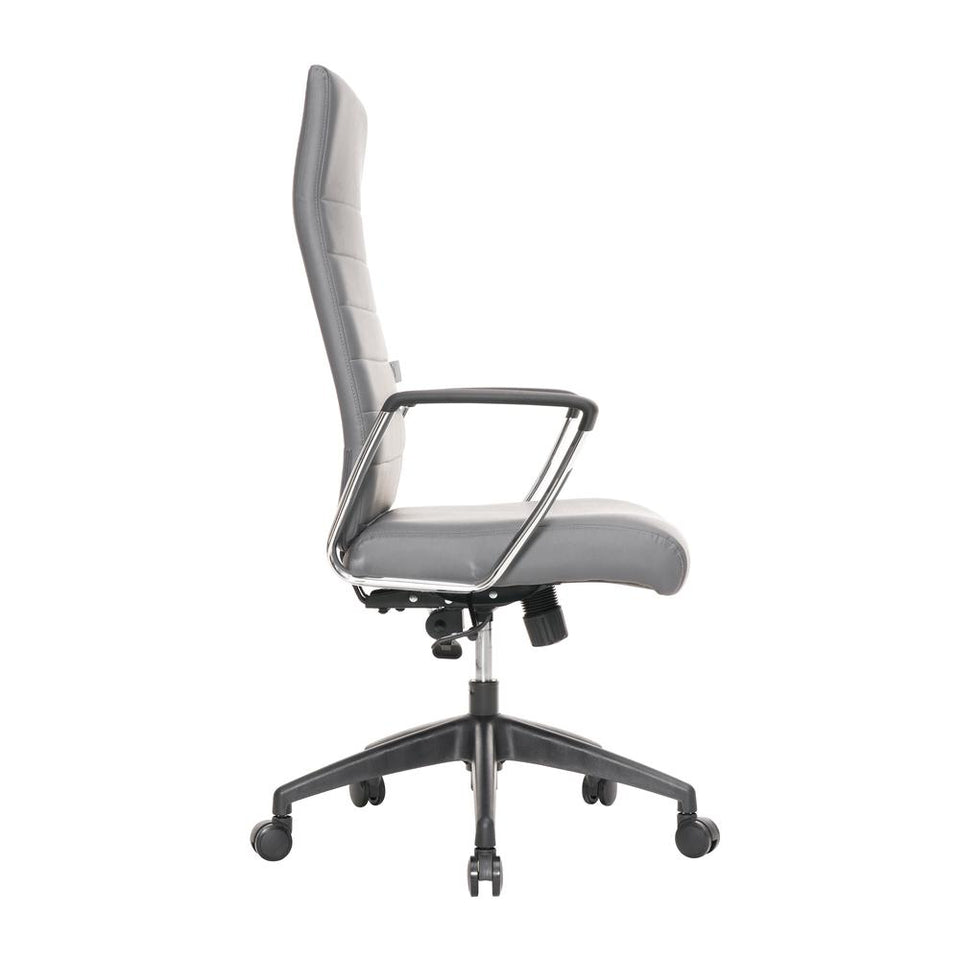 Hilton Modern High-Back Leather Office Chair, Grey