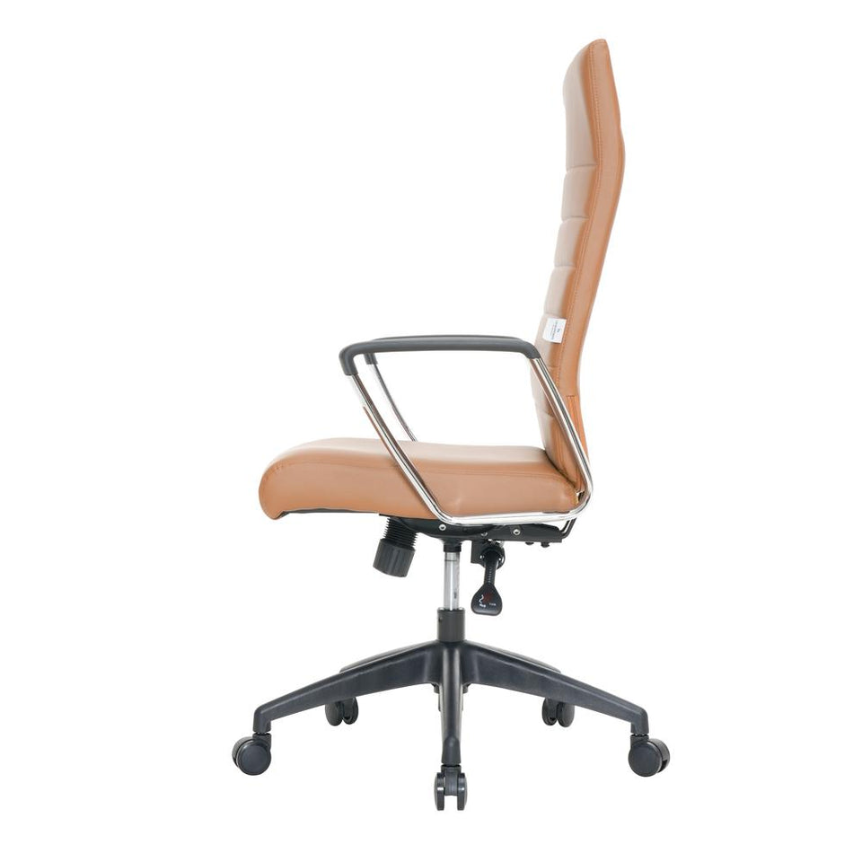 Hilton Modern High-Back Leather Office Chair, Light Brown