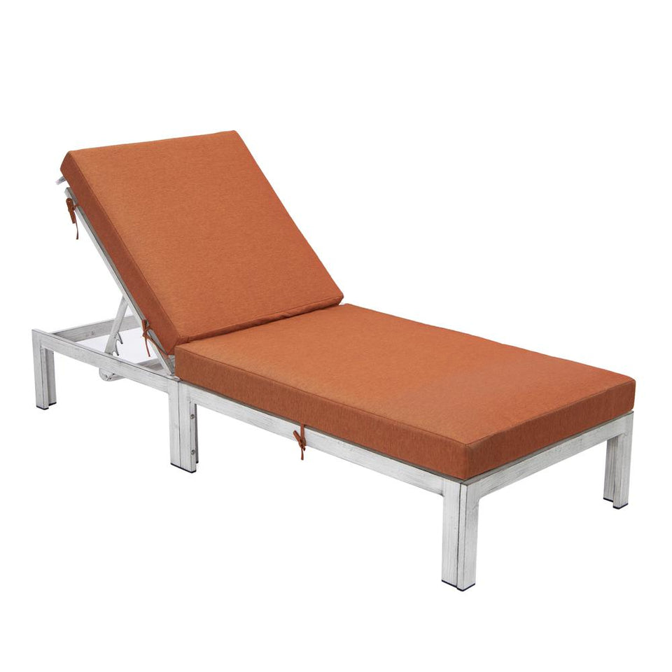 Chelsea Modern Outdoor Orange Chaise Lounge Chair With Cushions