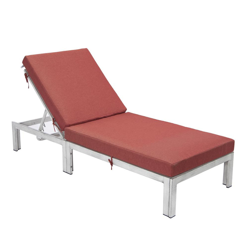 Chelsea Modern Outdoor Red Chaise Lounge Chair With Cushions
