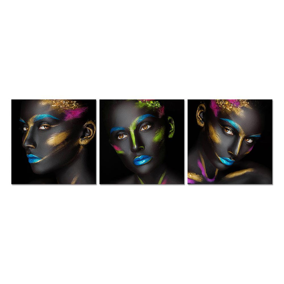 3 Piece acrylic horizontal panel picture of HER - Neon Makeup