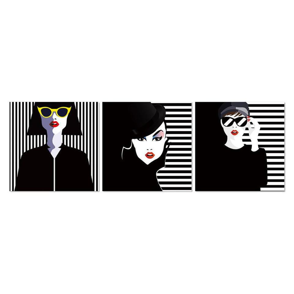 3 Piece horizontal acrylic panel picture of HER - Stripes and Shades