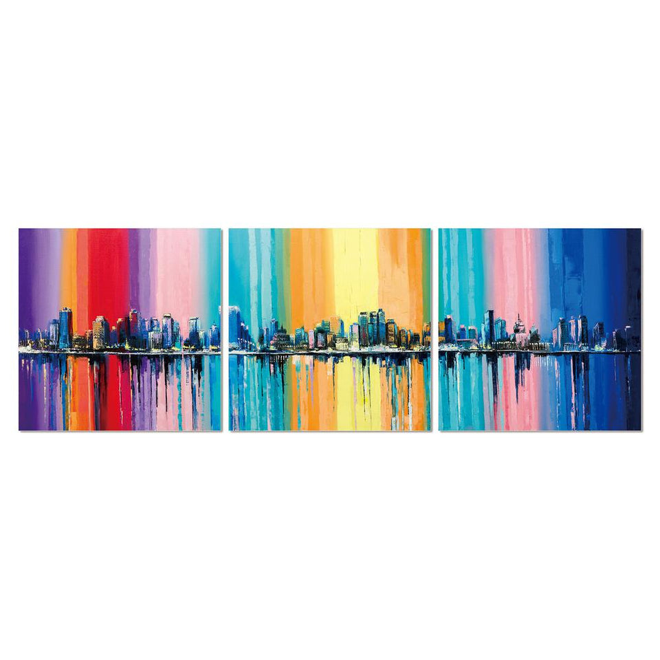 3 Piecea acrylic picture of - Rainbow City