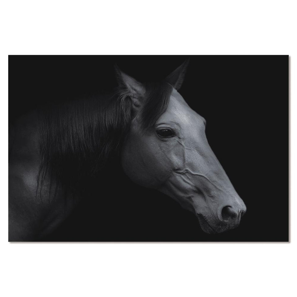 Acrylic headshot portrait of a Russian Black horse 60 x 40