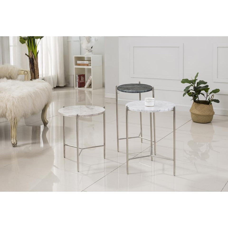 Bolt End Table 24" White Marble Top