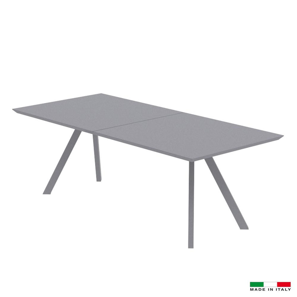 Extension Dining Table, Metal frame design, Water and UV resistant material, Easy to clean Material and Metals are coated with Qualicoat thermosetting  powders Mud Grey