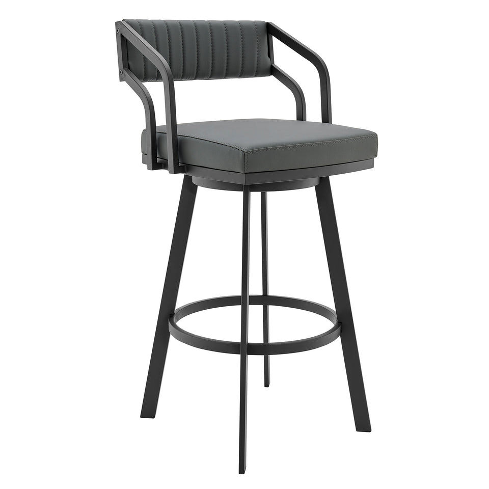 Scranton Swivel Modern Metal and Slate Gray Faux Leather Bar and Counter Stool