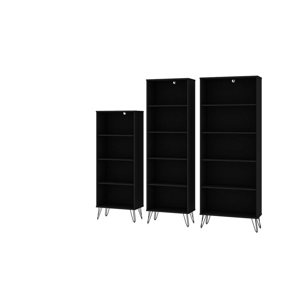 Rockefeller 3-Piece Bookcases in Black