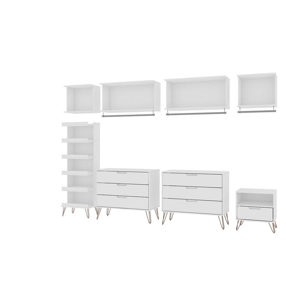 Rockefeller 8- Piece Open Wardrobe in White