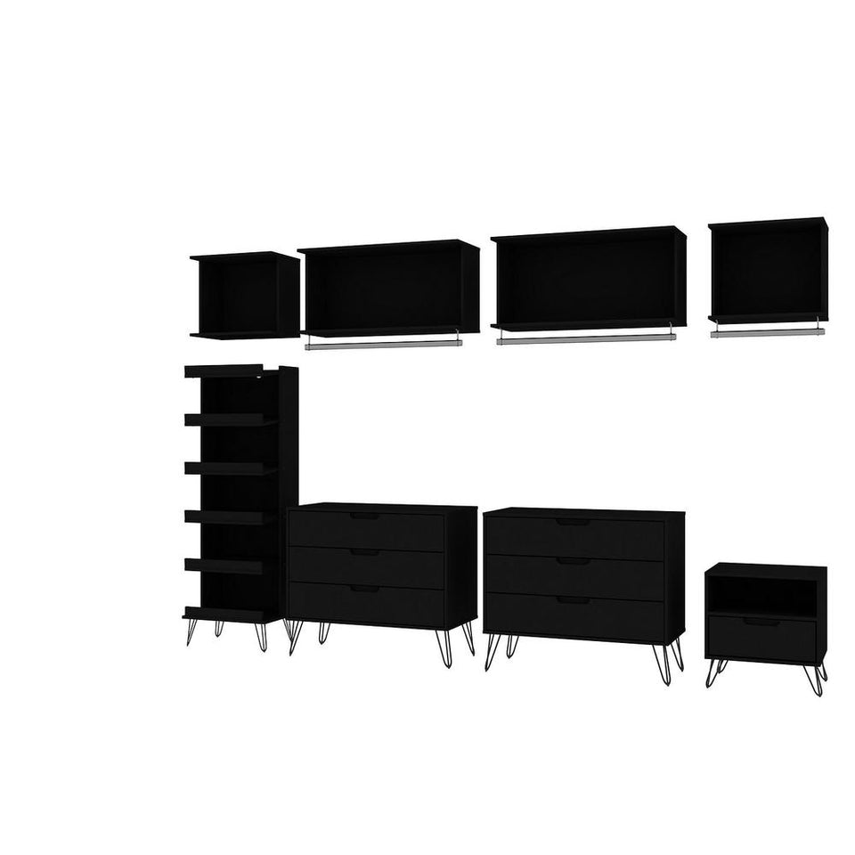 Rockefeller 8- Piece Open Wardrobe in Black