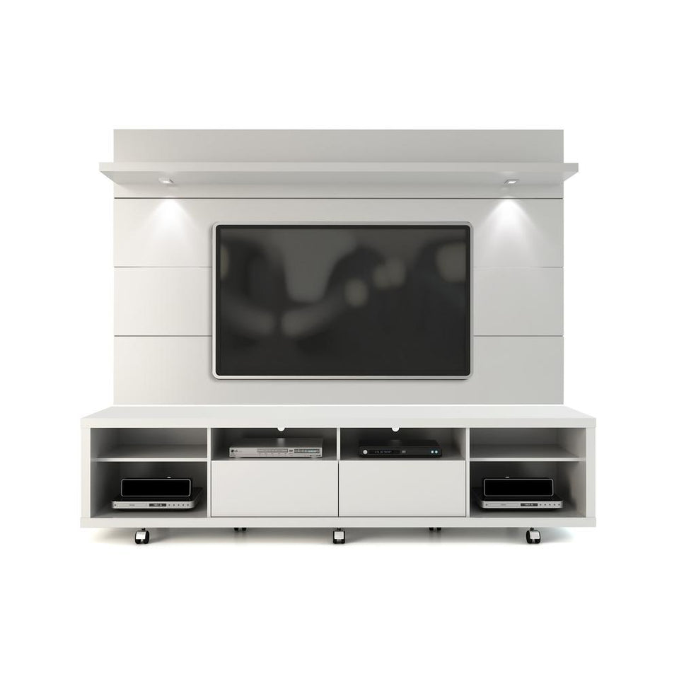 Cabrini TV Stand and Floating Wall TV Panel 2.2 in White Gloss