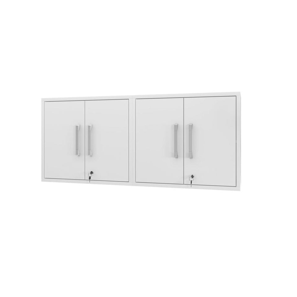 Eiffel Floating Garage Cabinet in White (Set of 2)