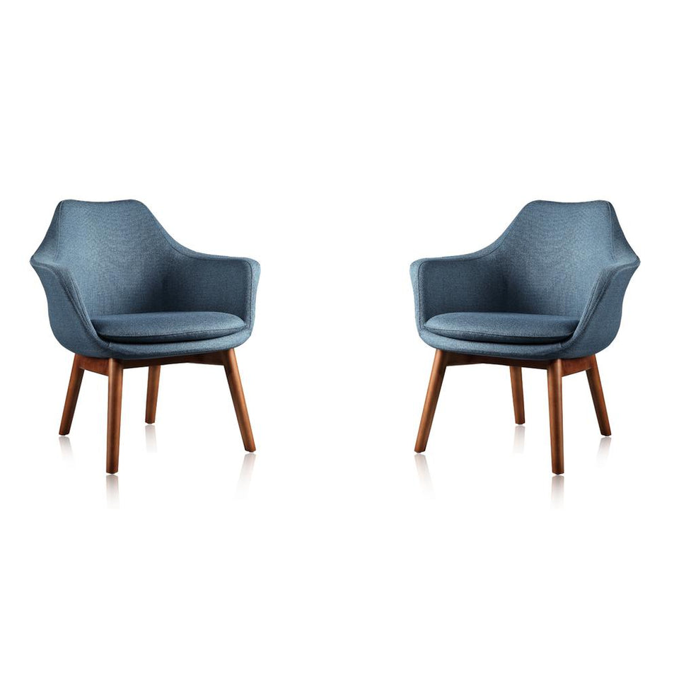 Cronkite Accent Chair in Blue and Walnut