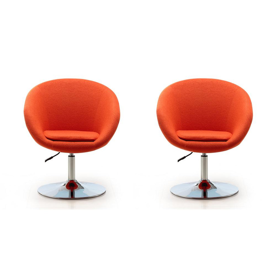 Hopper Swivel Adjustable Height Chair in Orange and Polished Chrome