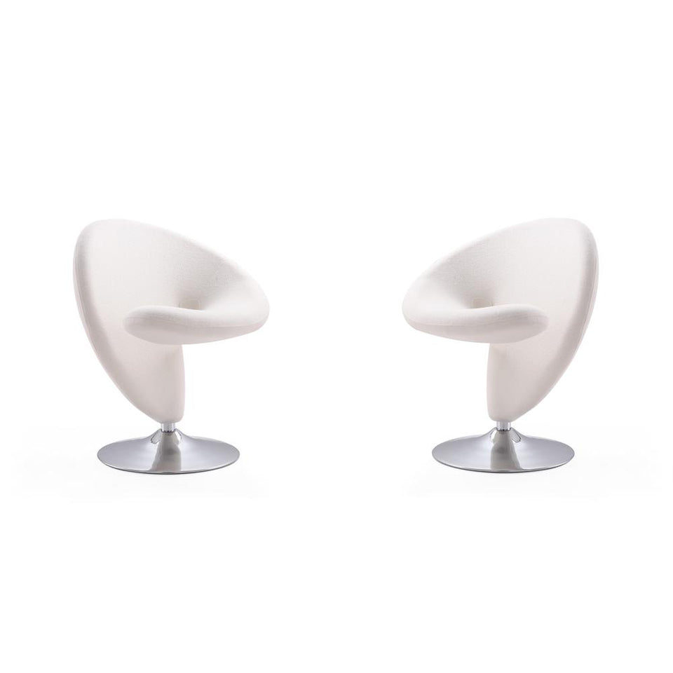 Curl Swivel Accent Chair in Cream and Polished Chrome