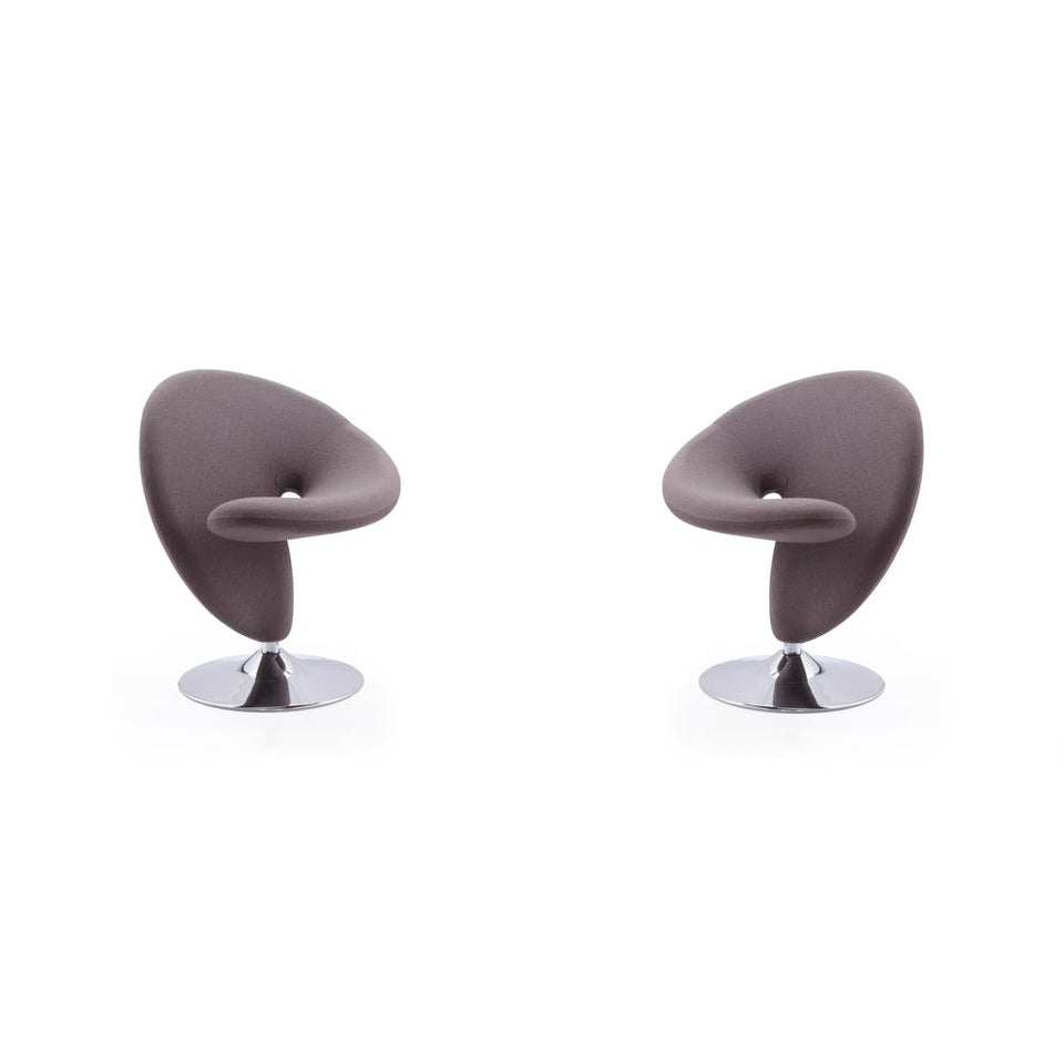 Curl Swivel Accent Chair in Grey and Polished Chrome