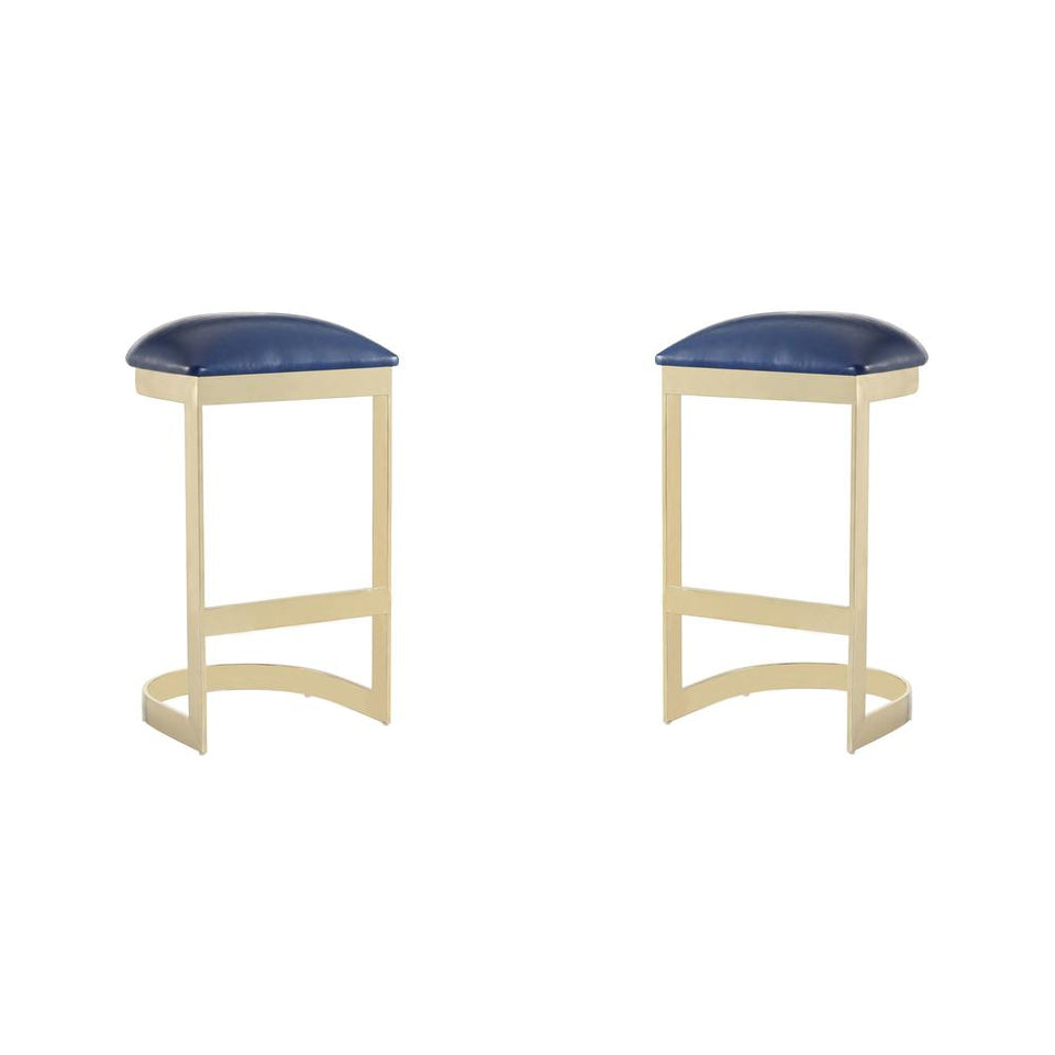 Aura Bar Stool in Blue and Polished Brass