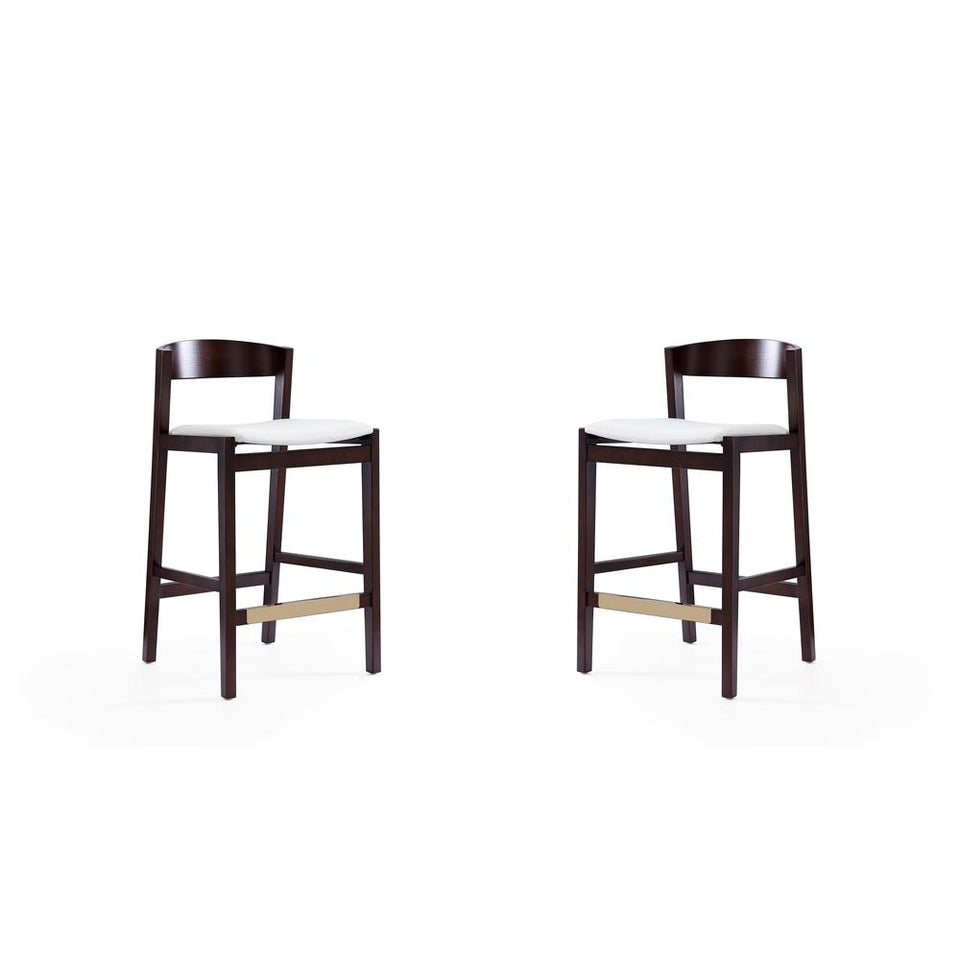 Klismos Counter Stool in Ivory and Dark Walnut