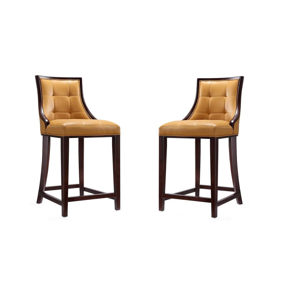 Fifth Ave Counter Stool in Camel and Dark Walnut