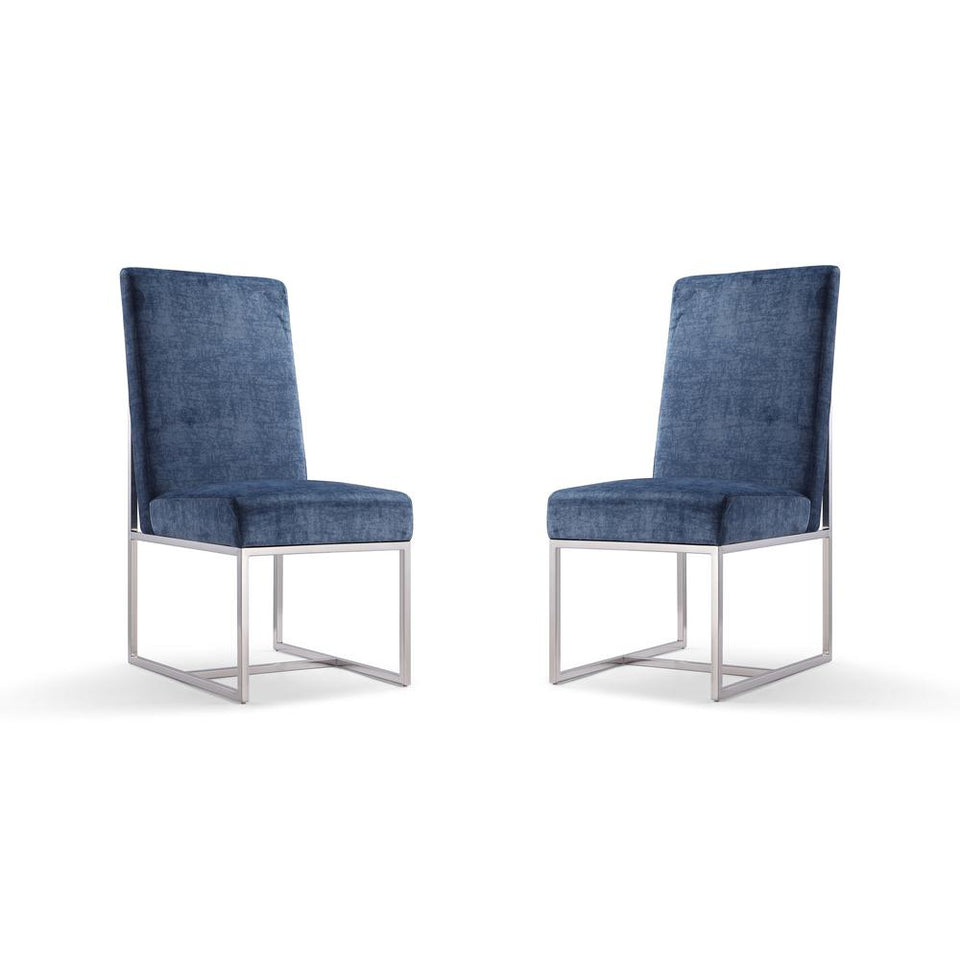 Element Velvet Dining Chair in Blue