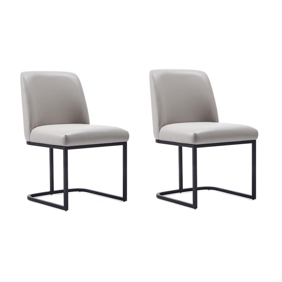 Serena Faux Leather Dining Chair in Light Grey (Set of 2)