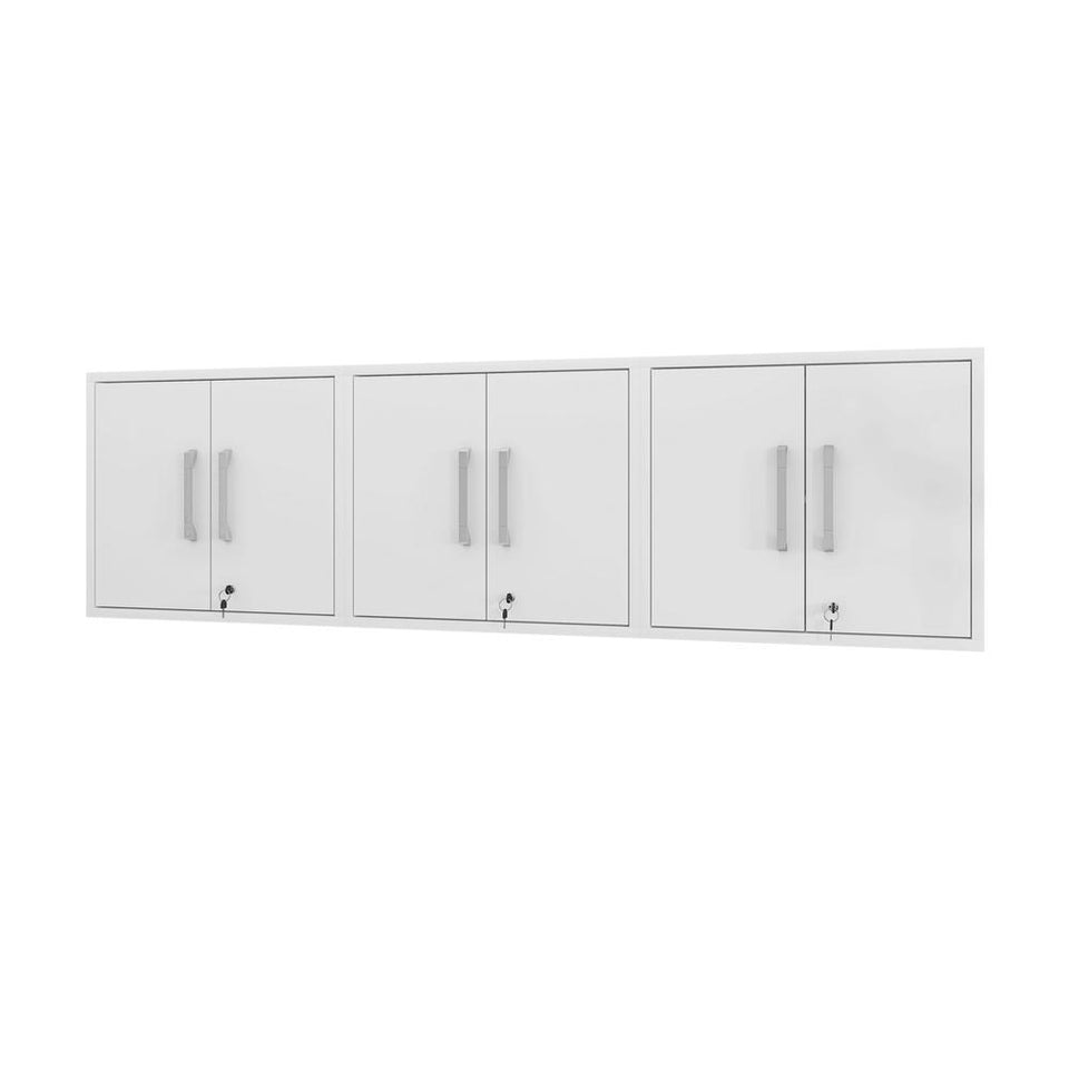 Eiffel Floating Garage Cabinet in White (Set of 3)