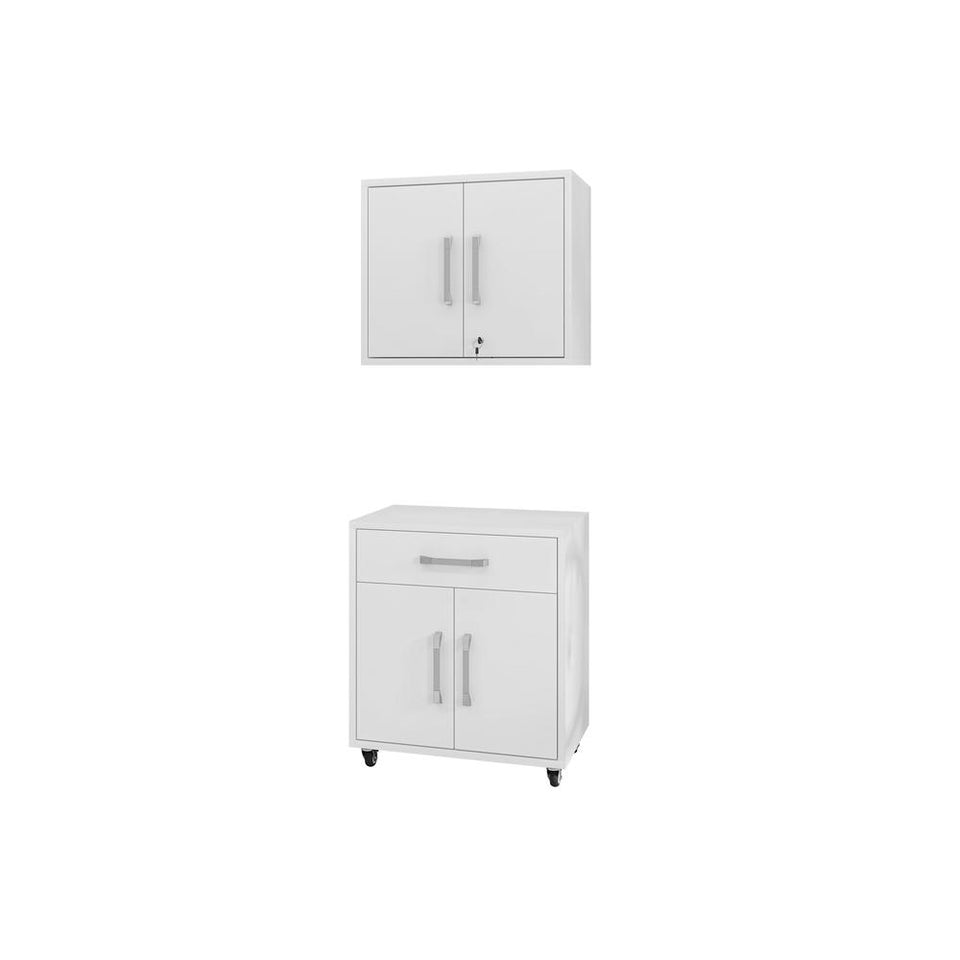 Eiffel 2-Piece Storage Garage Set in White