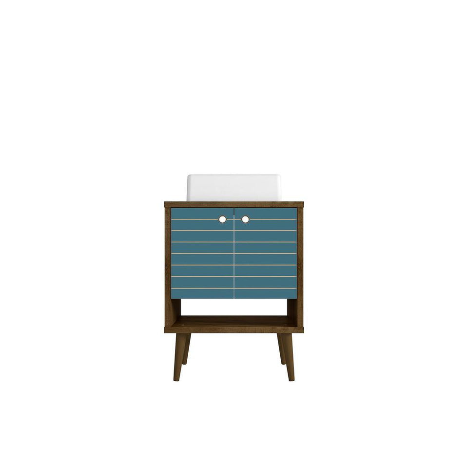Liberty 23.62" Bathroom Vanity Sink in Rustic Brown and Aqua Blue