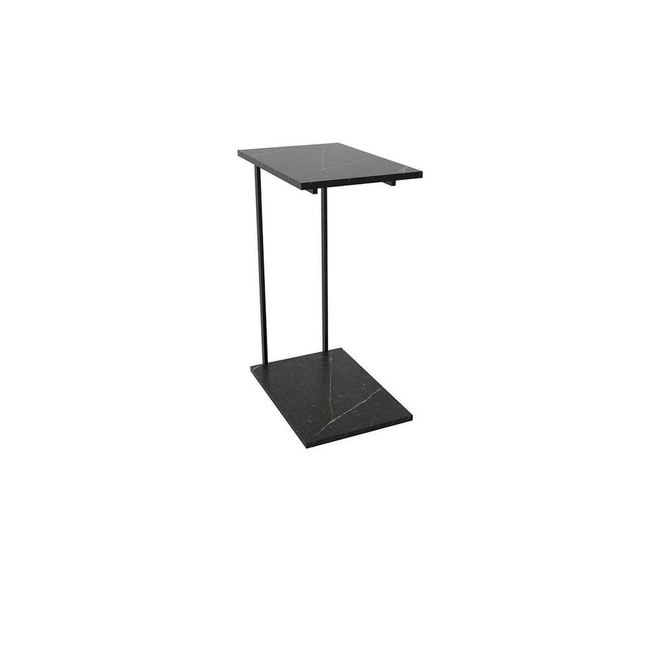 Celine Tuck-in End Table with Steel Legs in Black Marble