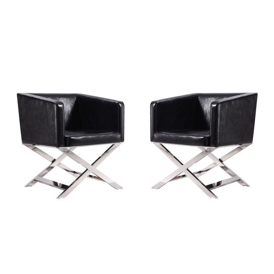 Hollywood Lounge Accent Chair in Black and Polished Chrome