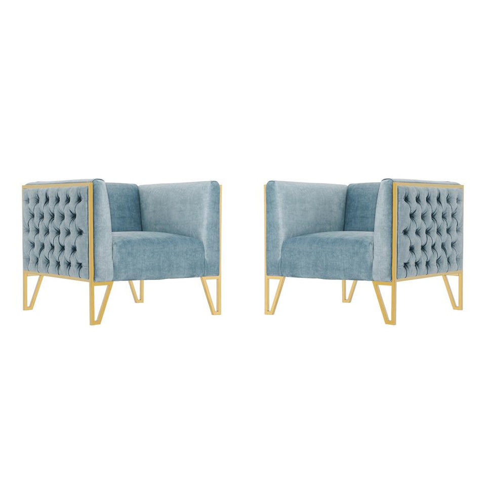 Vector Accent Chair in Ocean Blue and Gold