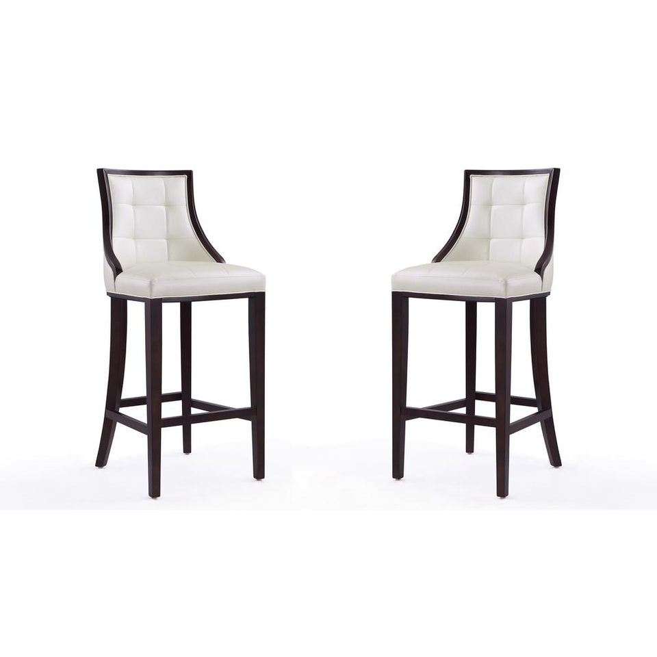 Fifth Avenue Bar Stool in Pearl White and Walnut