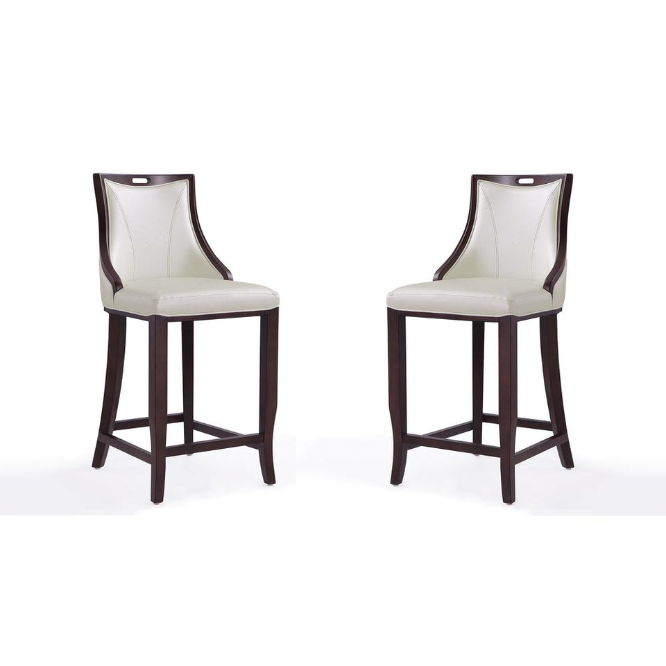 Emperor Bar Stool in Pearl White and Walnut