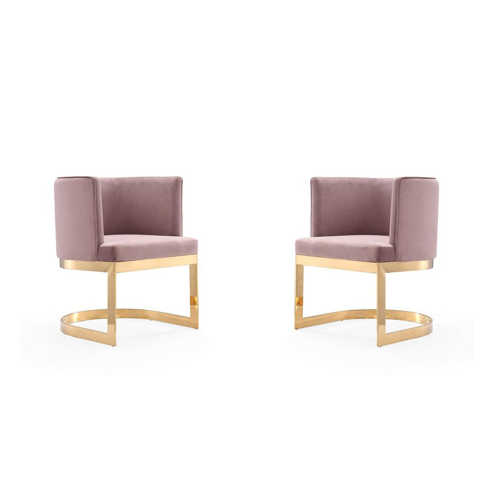 Aura Dining Chair in Blush and Polished Brass