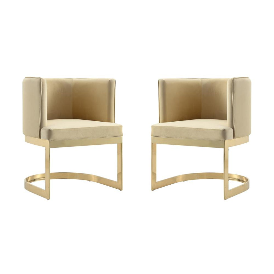 Aura Dining Chair in Sand and Polished Brass