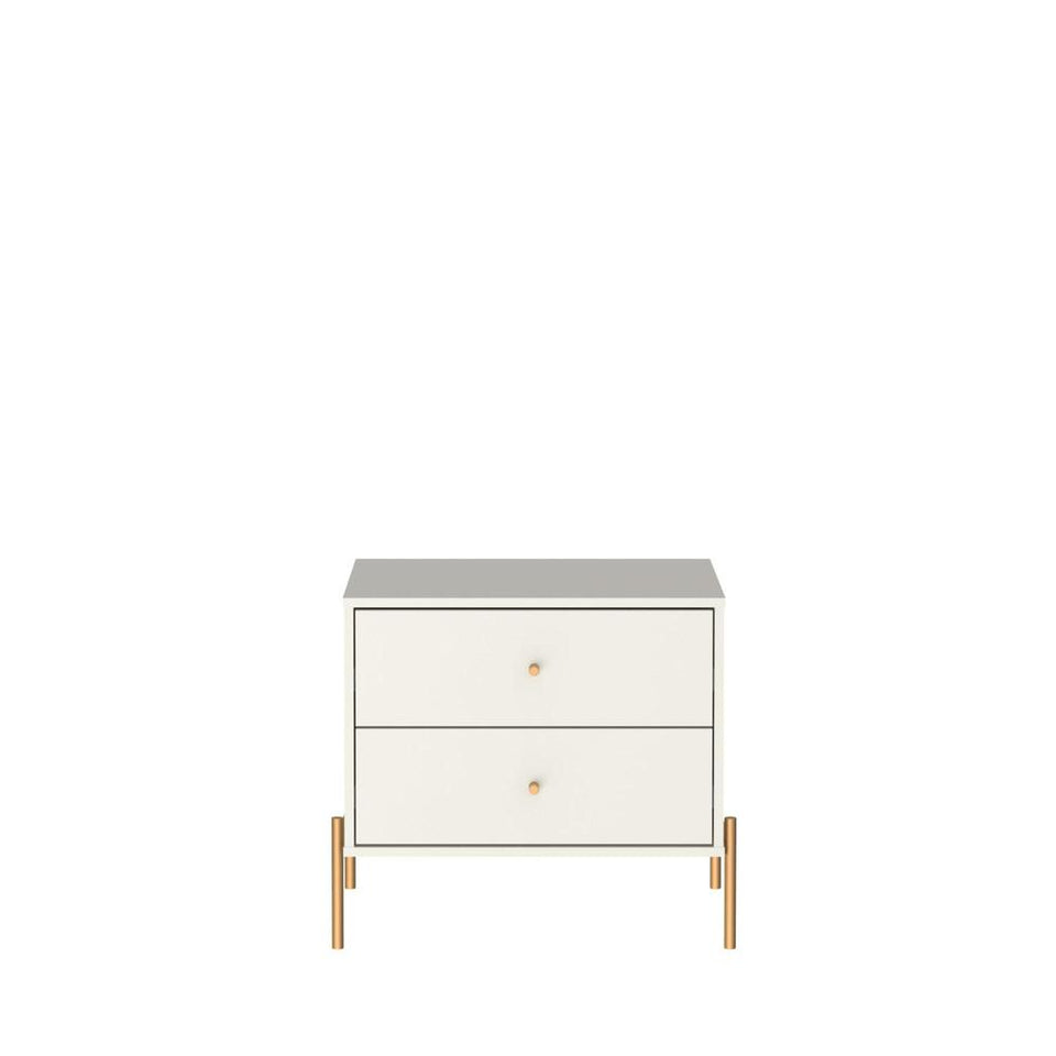 Jasper Nightstand with Steel Gold Legs in Off White Matte