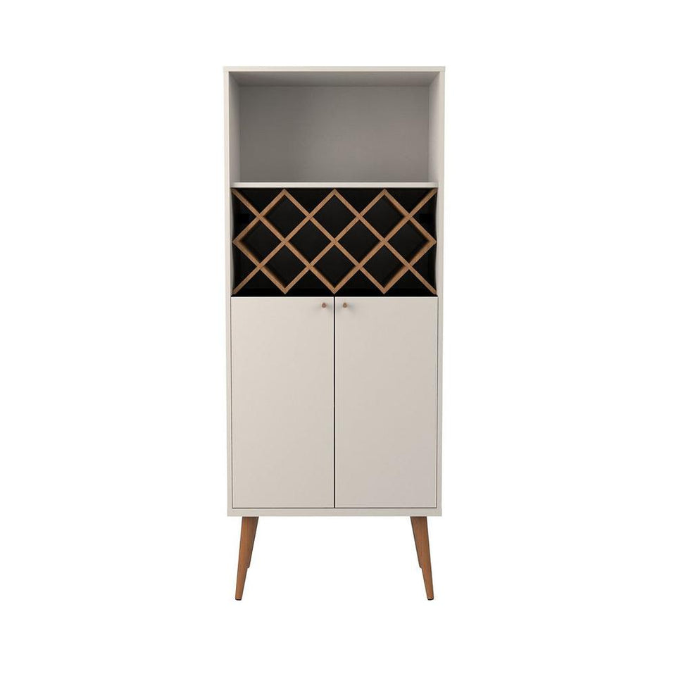 Utopia 10 Bottle Wine Rack China Storage Closet with 4 Shelves in Off White and Maple Cream