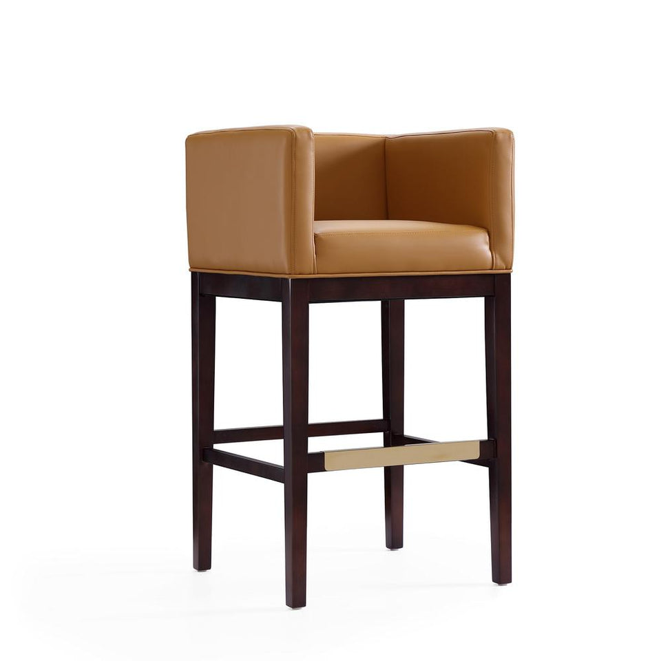 Kingsley Barstool in Camel and Dark Walnut