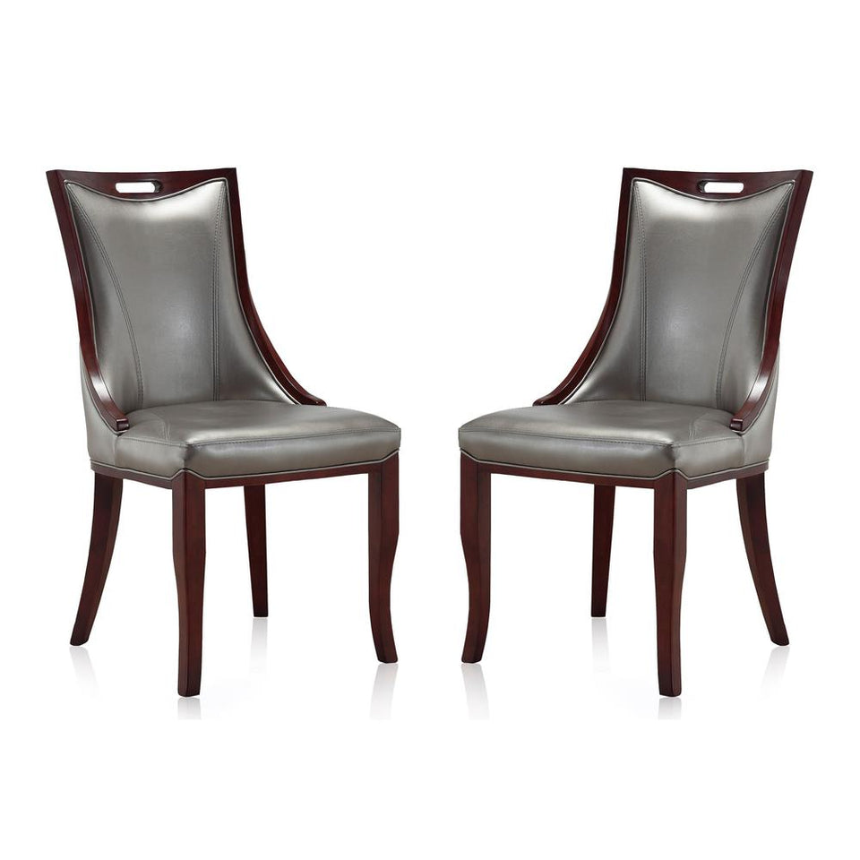 Emperor Dining Chair (Set of Two) in Silver and Walnut