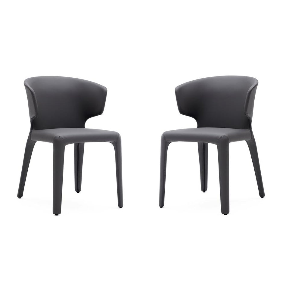 Conrad Leather Dining Chair in Grey (Set of 2)