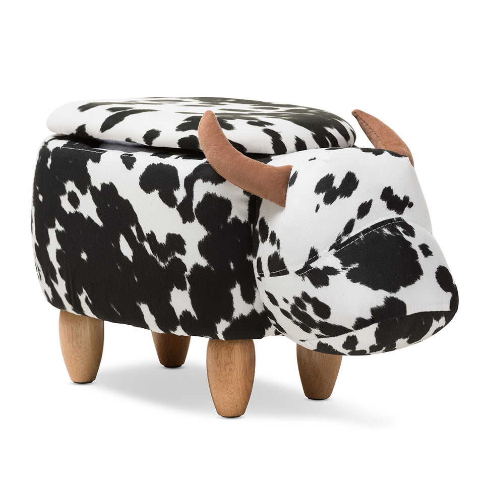 Mignonne contemporary wool upholstered buffalo storage ottoman.