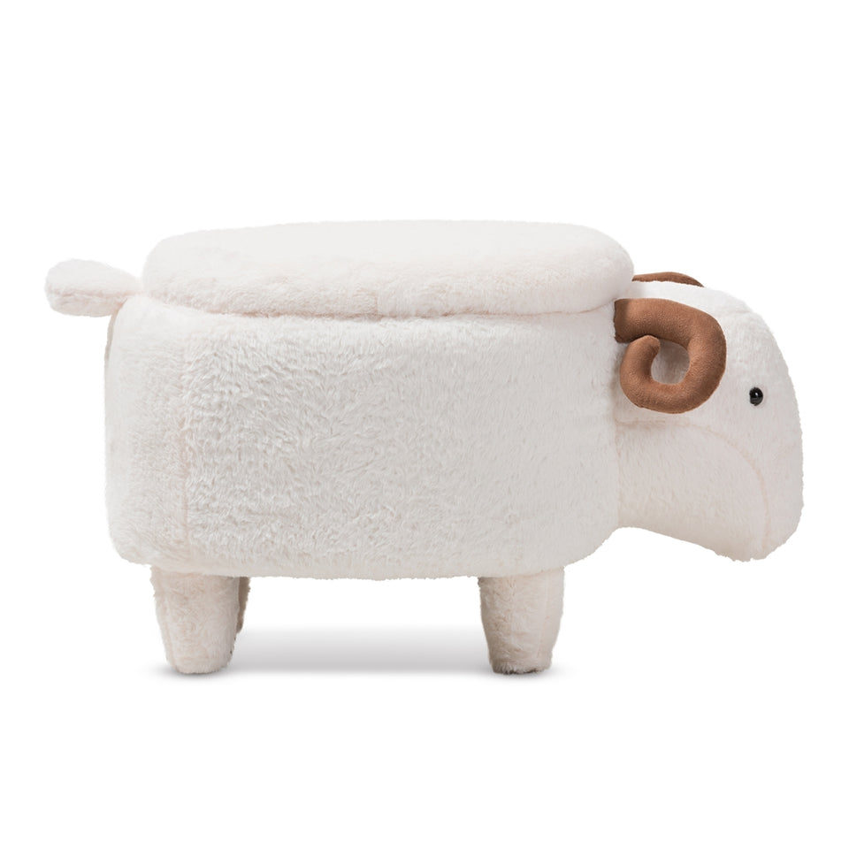 Pecora contemporary wool upholstered sheep storage ottoman.