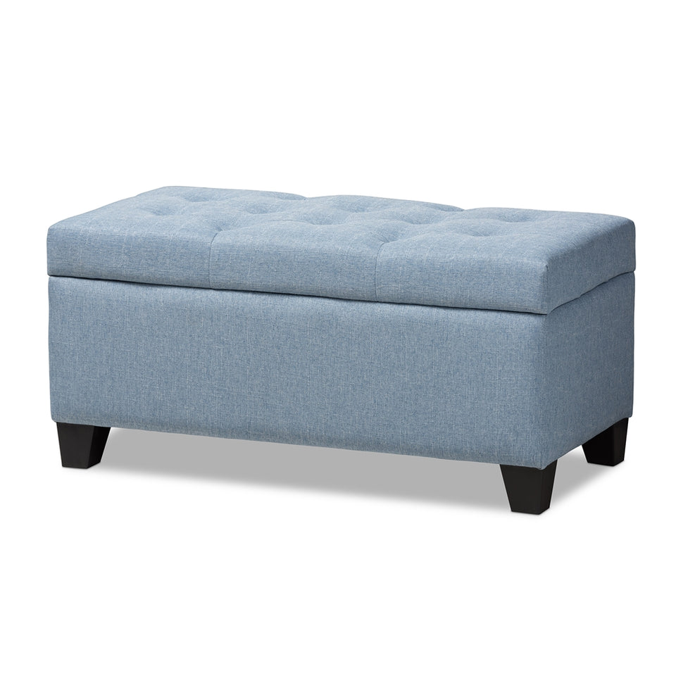 Michaela modern and contemporary upholstered storage ottoman.