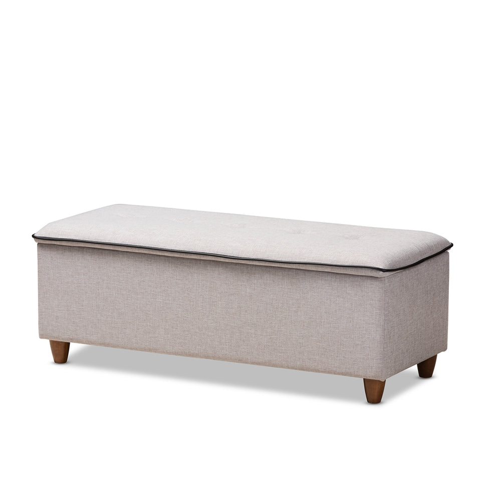 Marlisa mid-century modern upholstered button tufted storage ottoman bench.