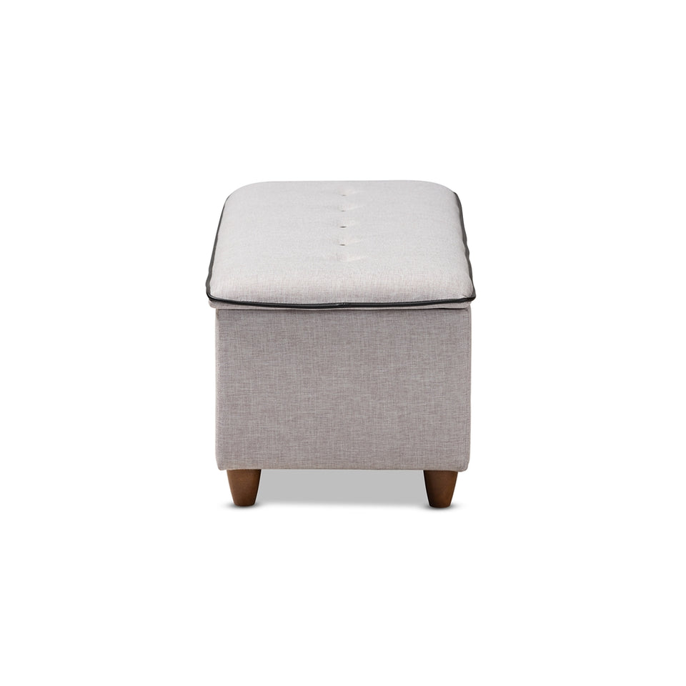 Marlisa mid-century modern upholstered button tufted storage ottoman bench.