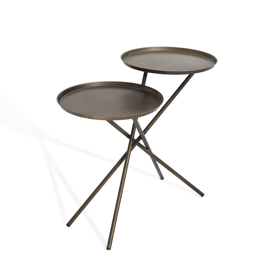 Python Nest Double Tray Table in Brushed Antique Brass Bronze