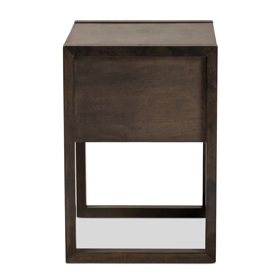 Inicio modern and contemporary ash brown finished 1-drawer wood nightstand.